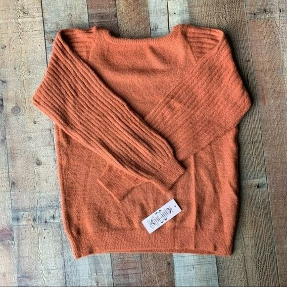 Nanette lepore women's size M orange with gold knit balloon long sleeve sweater - Picture 7 of 8